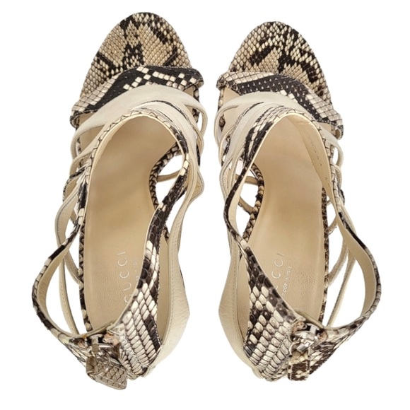 Gucci Python Caged Pumps Leather & Suede Sandals # 258343 39 FITS like 8.5 - Picture 12 of 13